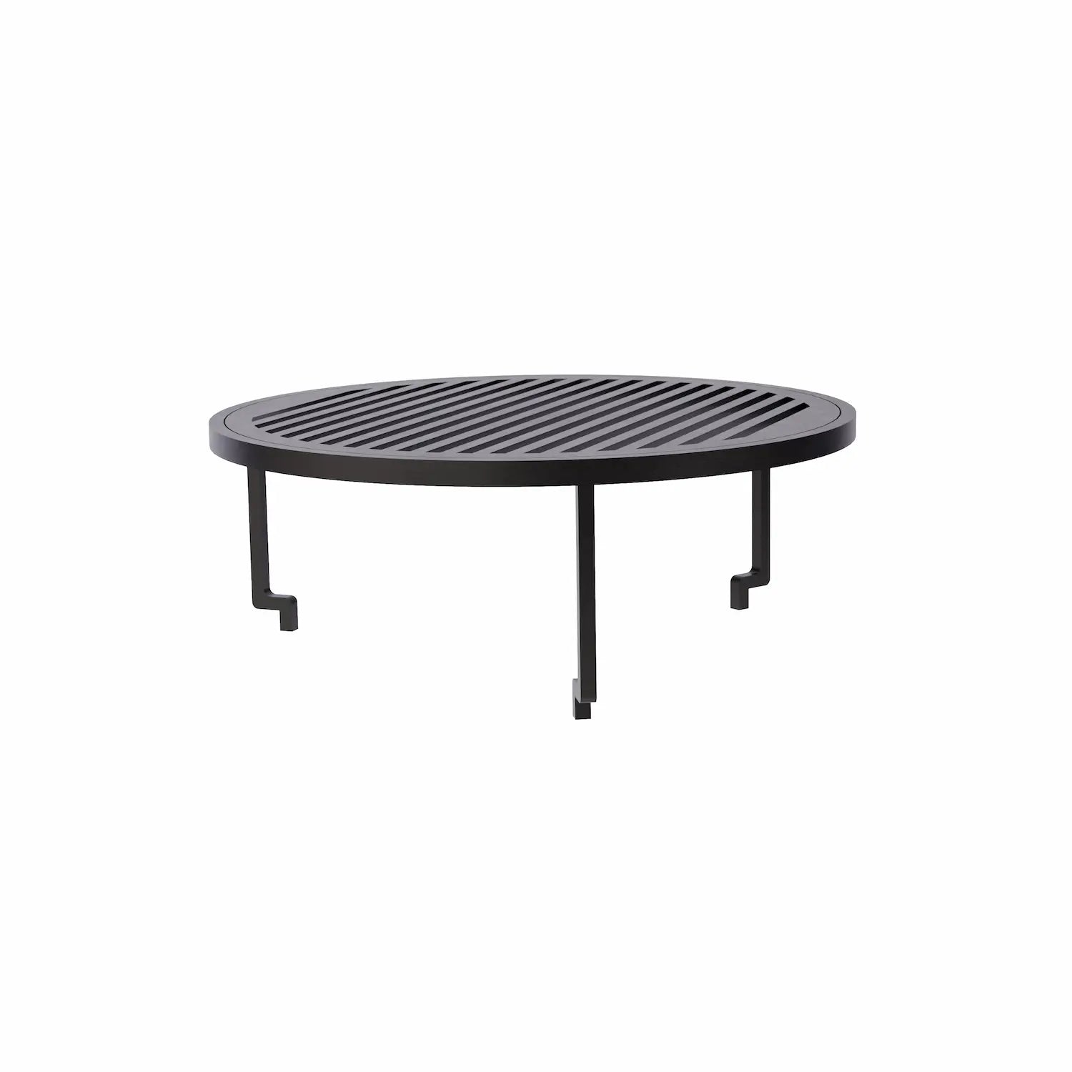 A carbon steel grill with three feet that fits the opening of the cooking plate of a Vuuris grill barbecue